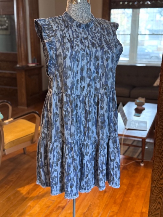 Dresses & Skirts - Anthropologie Jenee Lycocell Tiered Leopard print Dress with Raw Edges in EUC M
